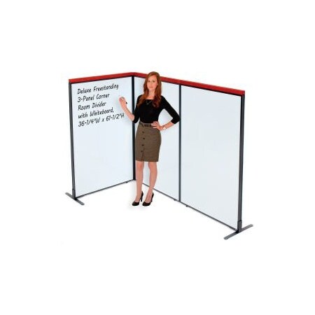 Global Equipment Interion    Deluxe Freestanding 3-Panel Corner Room Divider with Whiteboard, 36-1/4"W x 61-1/2"H 695171B